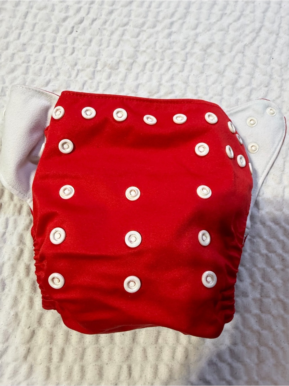 Adjustable Red Cloth Diaper Cover with Snap Closures